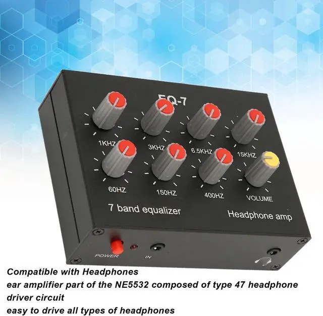 Alt view image 2 of 5 - 7 Band Sound Equalizer, 3.5mm Input Car Sound Equalizer Ear Amplifier Output Input 12dB High Bass Adjustment Dual Channel Digital Equalizer