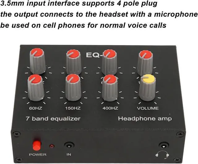 Alt view image 3 of 5 - 7 Band Sound Equalizer, 3.5mm Input Car Sound Equalizer Ear Amplifier Output Input 12dB High Bass Adjustment Dual Channel Digital Equalizer