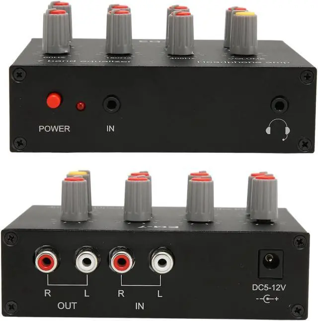 Alt view image 5 of 5 - 7 Band Sound Equalizer, 3.5mm Input Car Sound Equalizer Ear Amplifier Output Input 12dB High Bass Adjustment Dual Channel Digital Equalizer