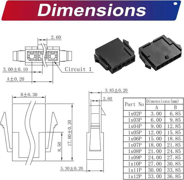Alt view image 4 of 5 - Yoeruyo Micro-Fit 3.0mm Pitch Connector with Premium 22AWG Pre-Crimped Cables,Compatible with Molex 3.0mm Singlel Row 1/2/3/4/5/6Pin Housing (MX3.0-Single)