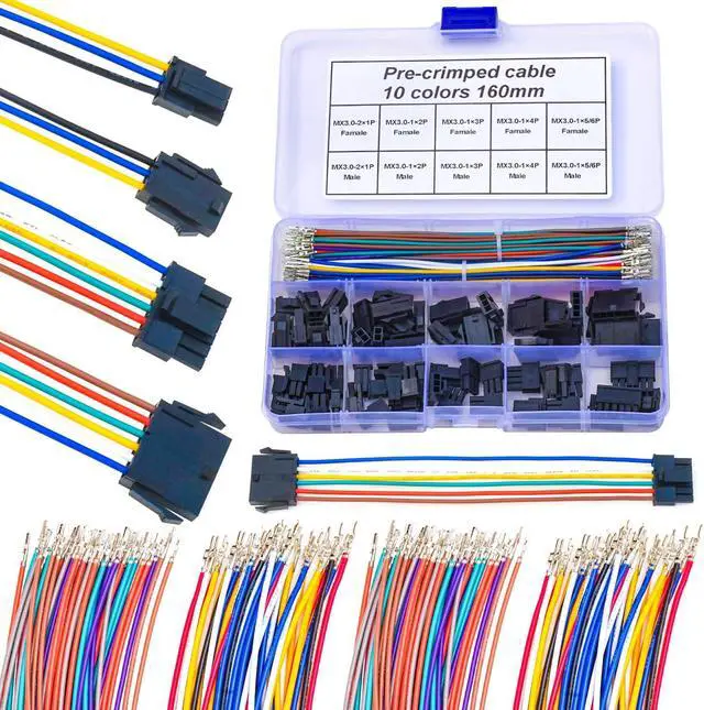 Main image of Yoeruyo Micro-Fit 3.0mm Pitch Connector with Premium 22AWG Pre-Crimped Cables,Compatible with Molex 3.0mm Singlel Row 1/2/3/4/5/6Pin Housing (MX3.0-Single)