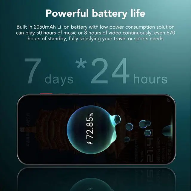 Alt view image 5 of 5 - MP3 Player with Bluetooth and , 4.0 Inch Full MP4 MP3 Player with Speaker, for Android Streaming Music Player Portable HiFi Sound Digital Audio Player 2050mAh (Black)