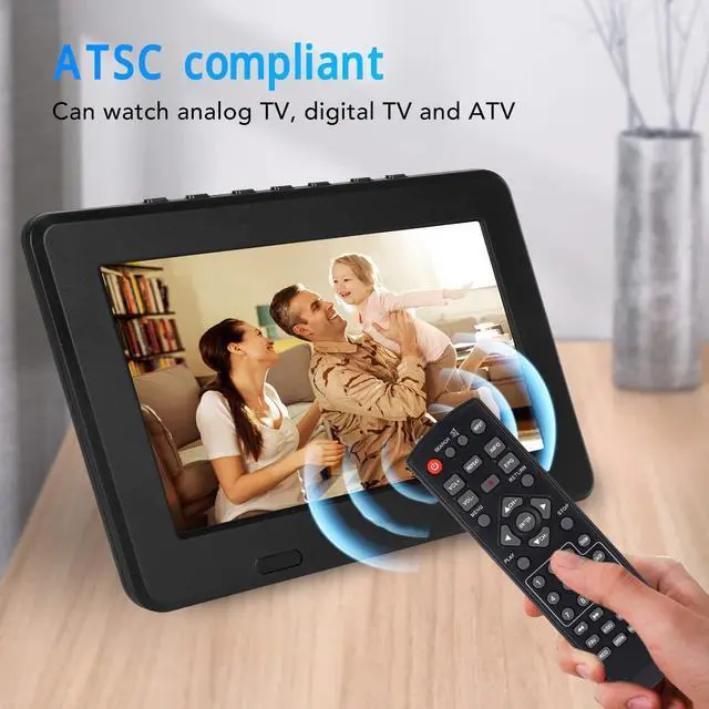 Alt view image 4 of 5 - Yoidesu 7 Inch Portable Widescreen TV, 1080P LED ATSC Analog Television for Car Camping Outdoor Kitchen, Mini Digital TV with 1500mAh Rechargeable Battery USB TF