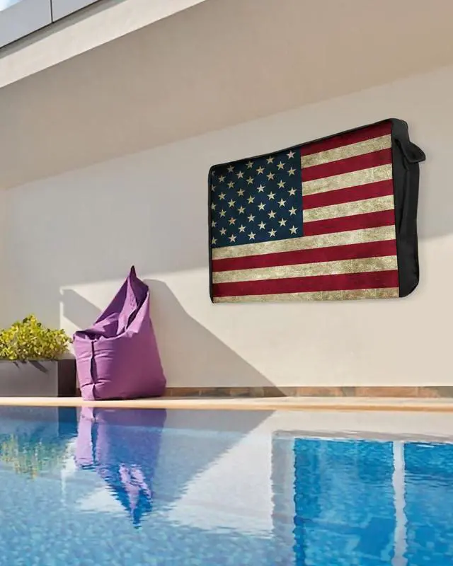 Alt view image 5 of 5 - Yukro Outdoor TV Cover 40 to 43 Inches, American Flag Waterproof and Weatherproof TV Cover with Remote Control Pocket, Flat Screen TV Cover Protector for Outside TV