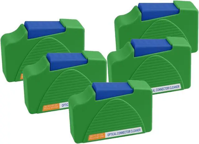 Main image of Duogalia Fiber Cleaner Box - 5 Pack FTTH Fiber Optic Cleaning Box for FC & SC & ST & LC End Faces & Optical Connectors -Over 500 Times Anti Static Clean Swab, Green