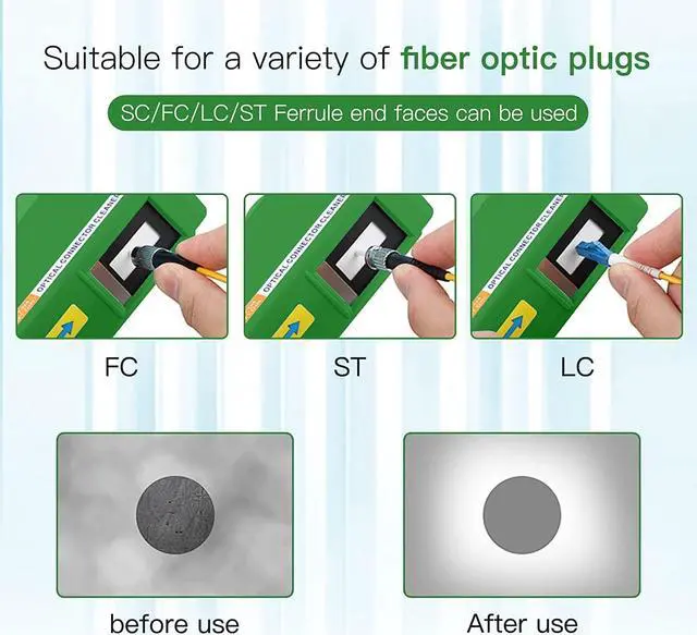 Alt view image 5 of 5 - Duogalia Fiber Cleaner Box - 5 Pack FTTH Fiber Optic Cleaning Box for FC & SC & ST & LC End Faces & Optical Connectors -Over 500 Times Anti Static Clean Swab, Green