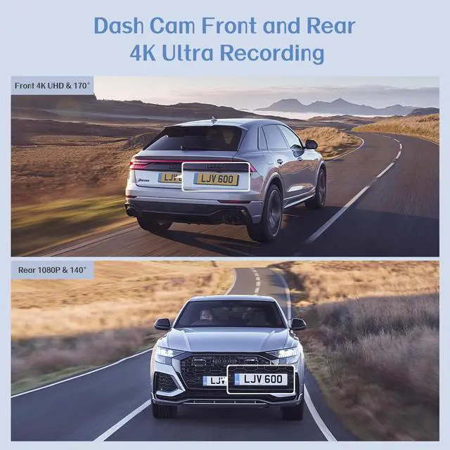 Alt view image 2 of 5 - Zunfly Dash Cam Front and Rear, 4K+1080P, Built-in GPS and WiFi APP Control with Free 64GB SD Card, 2.0 IPS Screen, Night Vision, 170°Wide Angle, WDR, Parking Mode