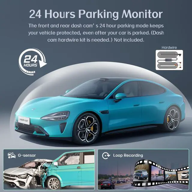Alt view image 5 of 5 - Zunfly Dash Cam Front and Rear, 4K+1080P, Built-in GPS and WiFi APP Control with Free 64GB SD Card, 2.0 IPS Screen, Night Vision, 170°Wide Angle, WDR, Parking Mode