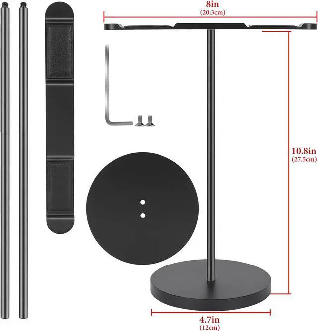 Alt view image 4 of 5 - Geekria Aluminum Alloy Dual Headphones Stand for Over-Ear Headphones, Gaming Headset Holder, Desk Display Hanger with Solid Heavy Base Compatible with Beats, Bose, Sony, AKG, ATH (Black)