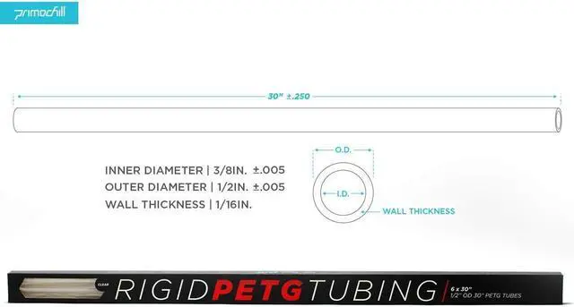 Alt view image 4 of 5 - PrimoChill 3/8in. ID x 1/2in. OD Rigid PETG Tubing - 30 inches in Length (RTP12-630), Made with Premium Materials, Excellent Beginner Hardline for PC Watercooling, Made in the USA - 6 Pack - Clear