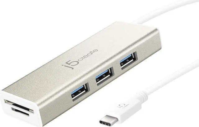 Alt view image 3 of 5 - j5create USB 3.1 Type-C Port with SD/Micro SD Card Reader JCH347Adapter Dongle with 3 USB 3.1/3.0/2.0 Ports, for Chromebook/MacBook/and More USB Type C Devices