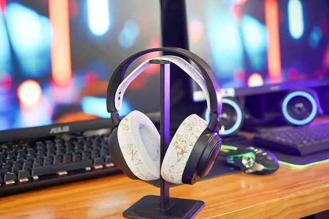 Alt view image 3 of 5 - WC Earpad and Upgraded Silicone Headband Combo for Nova Pro Wireless Headphones | Cooling Gel Earpads & Matching Design Headband for Epic Gaming | Gold Marble
