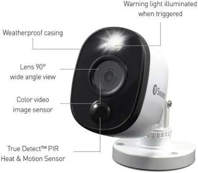 Alt view image 5 of 5 - Swann Add-On DVR Bullet Security Camera System with Sensor Spotlight, 1080p Full HD Video, Indoor or Outdoor Design, Dusk to Dawn Color Night Vision Plus True Detect Heat and Motion Detection