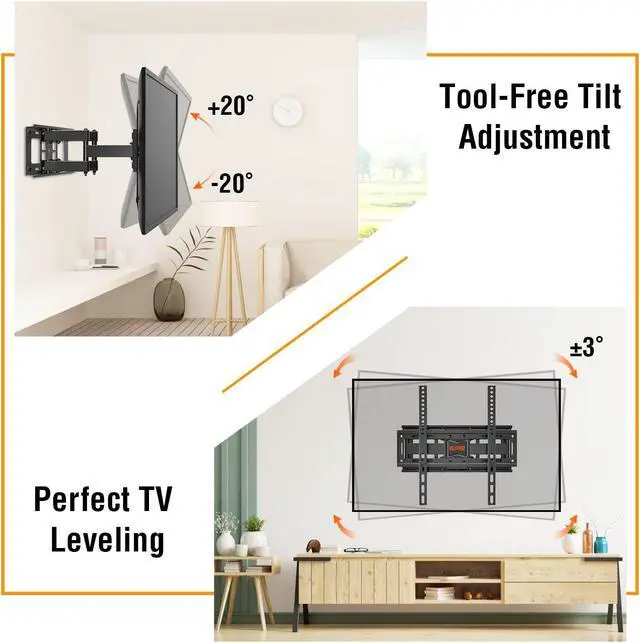 Alt view image 5 of 5 - ELIVED TV Wall Mount Full Motion Premium with Swivel and Tilt for Most 26-65 Inch YD3007 Universal Table Top TV Stand for Most 27 to 55 inch YD1014