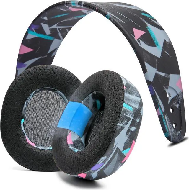 Main image of WC Earpad and Upgraded Silicone Headband Combo for Nova Pro Wireless Headphones | Cooling Gel Earpads & Matching Design Headband for Epic Gaming | 90's Black