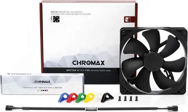 Alt view image 2 of 5 - Noctua NF-A14 PWM chromax.Black.swap, Premium Quiet Fan, 4-Pin (140mm, Black)