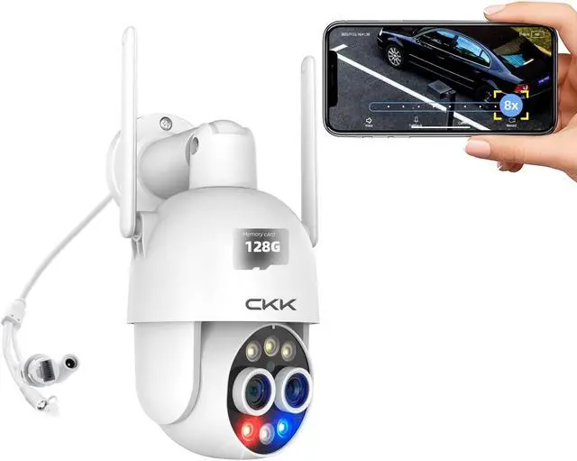 Alt view image 2 of 5 - WiFi Wired Security Camera Outdoor with Cat 5e Ethernet Cables,4MP+4MP PTZ Camera for Home Security, Motion Tracking, 8X Dual Optical Zoom, 2 Way Audio, Spotlight Color Night Vision, APP Control