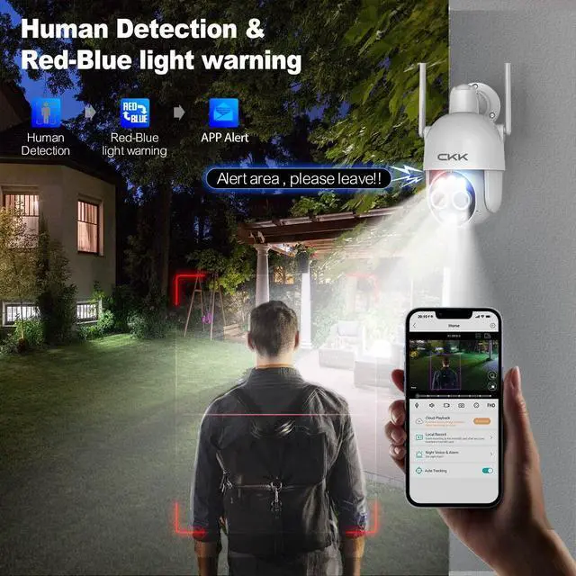 Alt view image 3 of 5 - WiFi Wired Security Camera Outdoor with Cat 5e Ethernet Cables,4MP+4MP PTZ Camera for Home Security, Motion Tracking, 8X Dual Optical Zoom, 2 Way Audio, Spotlight Color Night Vision, APP Control