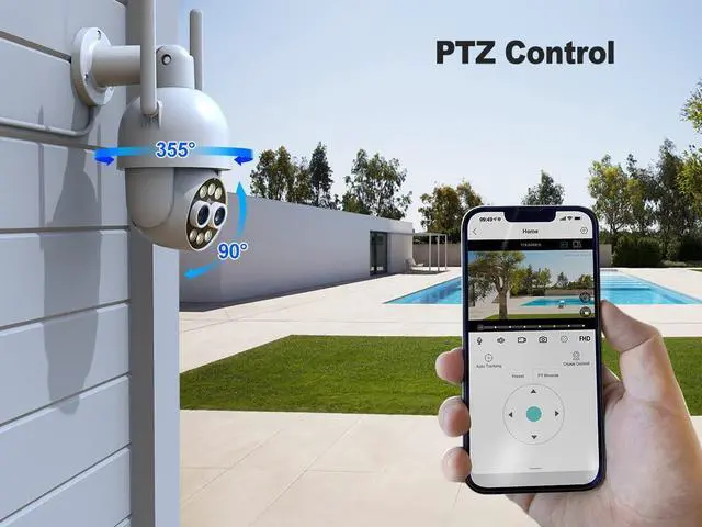 Alt view image 5 of 5 - WiFi Wired Security Camera Outdoor with Cat 5e Ethernet Cables,4MP+4MP PTZ Camera for Home Security, Motion Tracking, 8X Dual Optical Zoom, 2 Way Audio, Spotlight Color Night Vision, APP Control