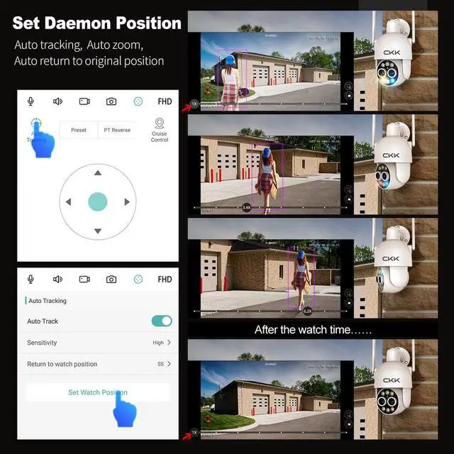 Alt view image 4 of 5 - WiFi Wired Security Camera Outdoor with Cat 5e Ethernet Cables,4MP+4MP PTZ Camera for Home Security, Motion Tracking, 8X Dual Optical Zoom, 2 Way Audio, Spotlight Color Night Vision, APP Control