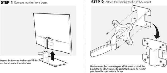 Alt view image 4 of 4 - HumanCentric VESA Mount Adapter Bracket Compatible with AOC i2367Fh/Fm/F, i2757Fh/Fm, i2067f, and i2267Fw/Fwh