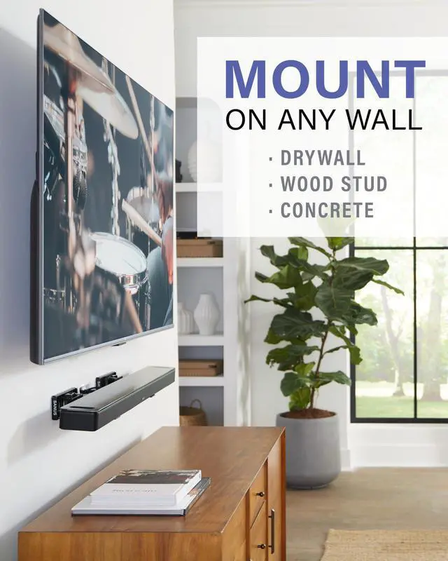 Alt view image 3 of 5 - Sanus Universal Extendable Soundbar Wall Mount - Compatible with Most Soundbars, Under TV Speaker Mounts for an Easy & Secure Installation of Your Soundbar