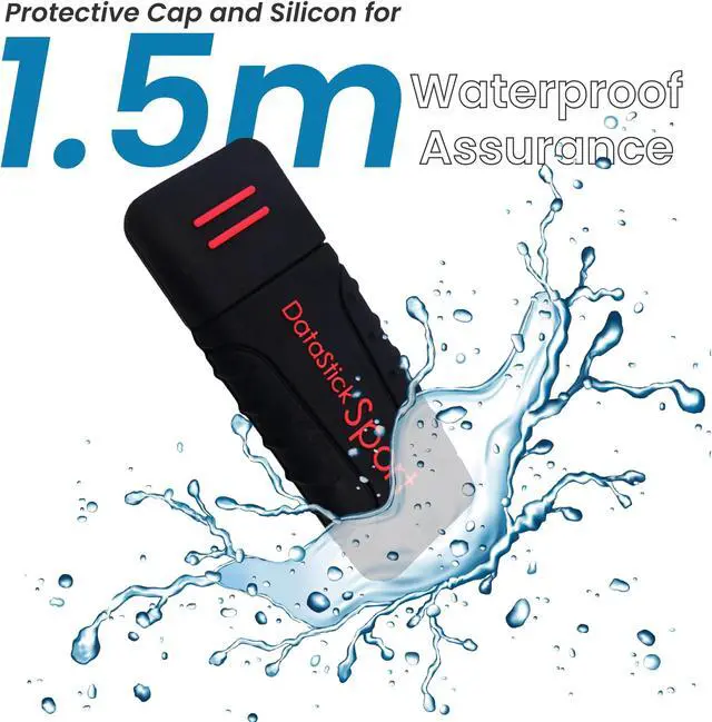 Alt view image 2 of 5 - Centon Electronics DataStick Sport USB 2.0 Flash Drive, Waterproof USB Drive, Shock-Resistant Silicon Case, Versatile USB Stick, 2 GB Storage Capacity, Black, Pack of 10