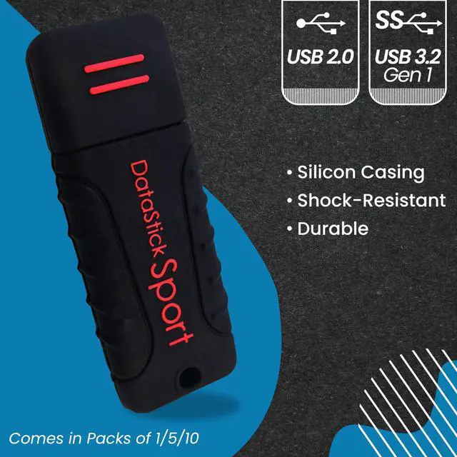 Alt view image 4 of 5 - Centon Electronics DataStick Sport USB 2.0 Flash Drive, Waterproof USB Drive, Shock-Resistant Silicon Case, Versatile USB Stick, 2 GB Storage Capacity, Black, Pack of 10