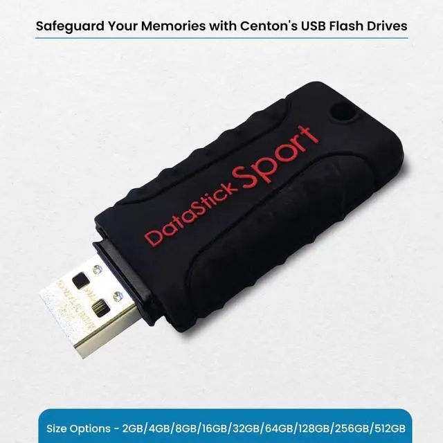 Alt view image 5 of 5 - Centon Electronics DataStick Sport USB 2.0 Flash Drive, Waterproof USB Drive, Shock-Resistant Silicon Case, Versatile USB Stick, 2 GB Storage Capacity, Black, Pack of 10