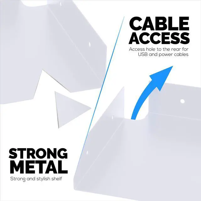 Alt view image 5 of 5 - 8" Metal Corner Wall Mount Shelf for Baby Monitors, Security Cameras, Sonos Speaker, Also For Wif Routers, Decor, Plants, Router, Photos, Kitchen, Bathroom, Cable Box & More, Universal (White)