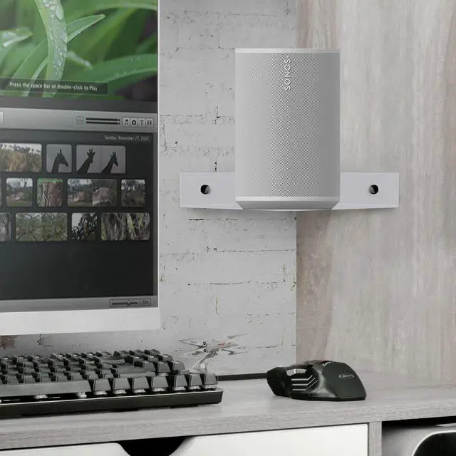 Alt view image 2 of 5 - 8" Metal Corner Wall Mount Shelf for Baby Monitors, Security Cameras, Sonos Speaker, Also For Wif Routers, Decor, Plants, Router, Photos, Kitchen, Bathroom, Cable Box & More, Universal (White)