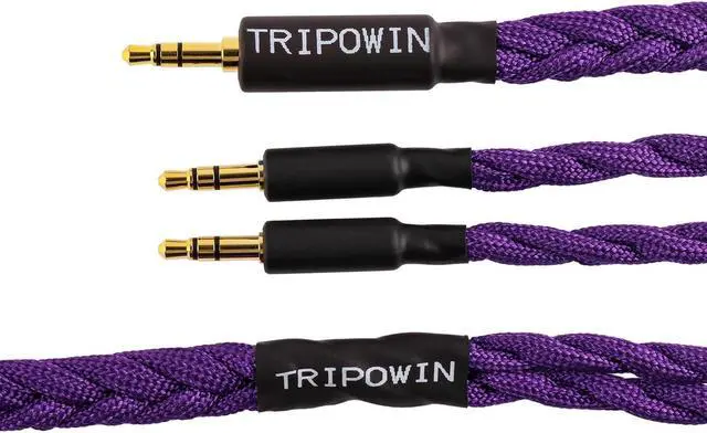 Alt view image 2 of 5 - Linsoul Tripowin GranVia Upgraded OFC Headphone Replacement Cable, Dual 3.5mm Connector to 3.5mm Stereo Headphone Cable for HE4XX/HE-400i/HE400se/Goldplanar/Focal ELEGIA(Purple, 1.5m)