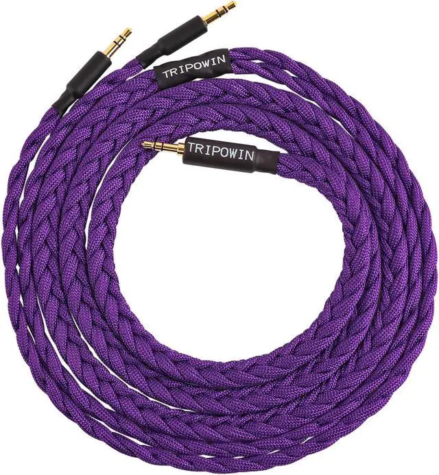 Main image of Linsoul Tripowin GranVia Upgraded OFC Headphone Replacement Cable, Dual 3.5mm Connector to 3.5mm Stereo Headphone Cable for HE4XX/HE-400i/HE400se/Goldplanar/Focal ELEGIA(Purple, 1.5m)