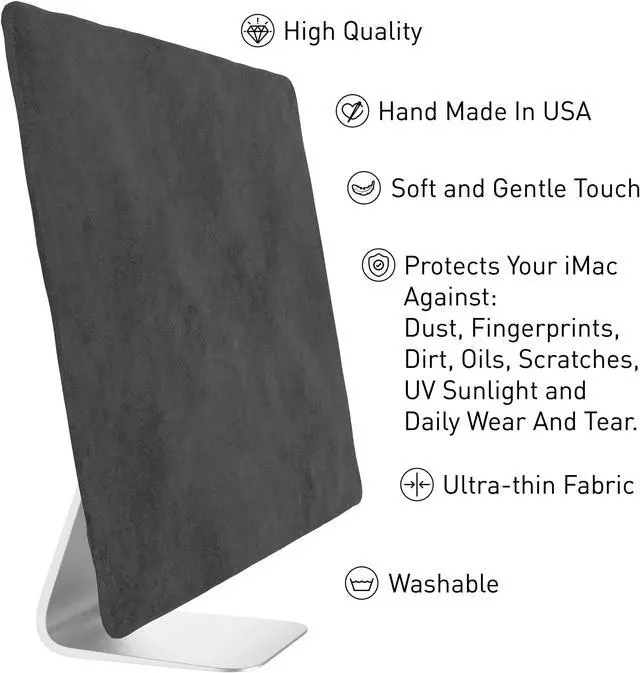 Alt view image 2 of 5 - Kuzy Cover for iMac 27 inch Dust Cover Release 2020 2019 2017 Models A2115 A1862 A1419 A1312 Retina 5K 4K Computer Monitor Dust Covers Screen Protector, Gray