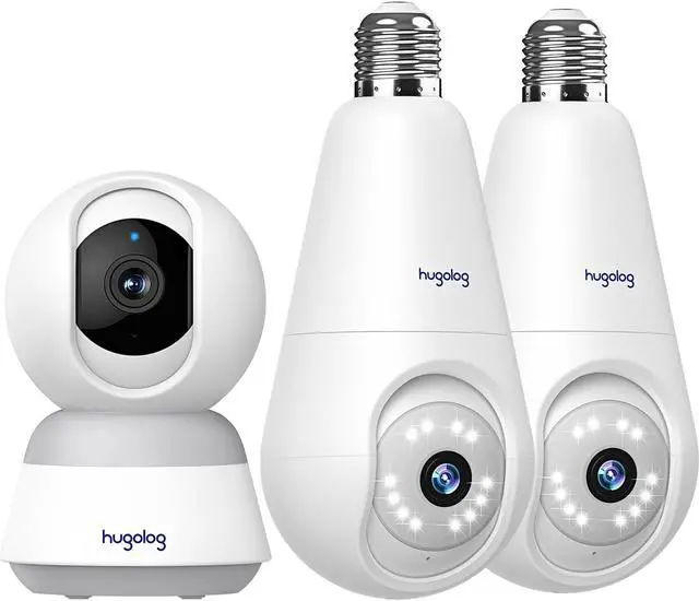 Main image of Hugolog 3K Indoor Camera+2K Light Bulb Security Cameras Wireless Outdoor - 2.4GHz Cameras for Home Security Indoor with AI Motion Detection,Starlight Color Night Vision, 360°Auto Tracking