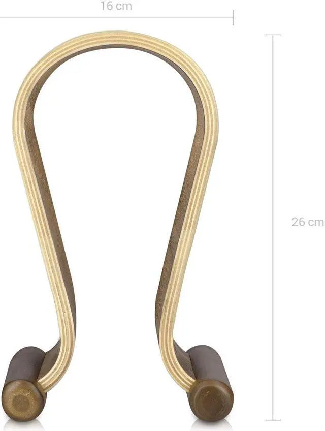 Alt view image 4 of 5 - kalibri Wooden Omega Headphone Stand - Universal Headset Wood Hanger - Holder for Gaming Headsets DJ Studio Headphones & Earphone Display - Walnut