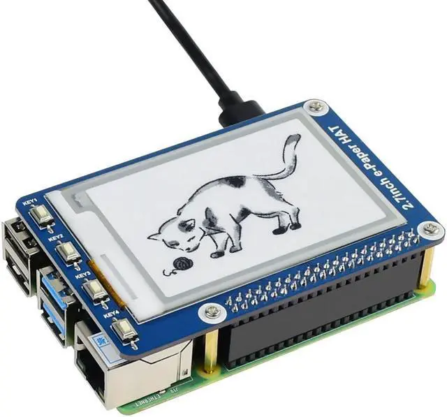 Alt view image 5 of 5 - waveshare 2.7inch E-Ink Display HAT Compatible with Raspberry Pi 4B/3B+/3B/2B/B+/A+/Zero/Zero W/WH/Zero 2W Series Boards 264x176 Resolution SPI Interface