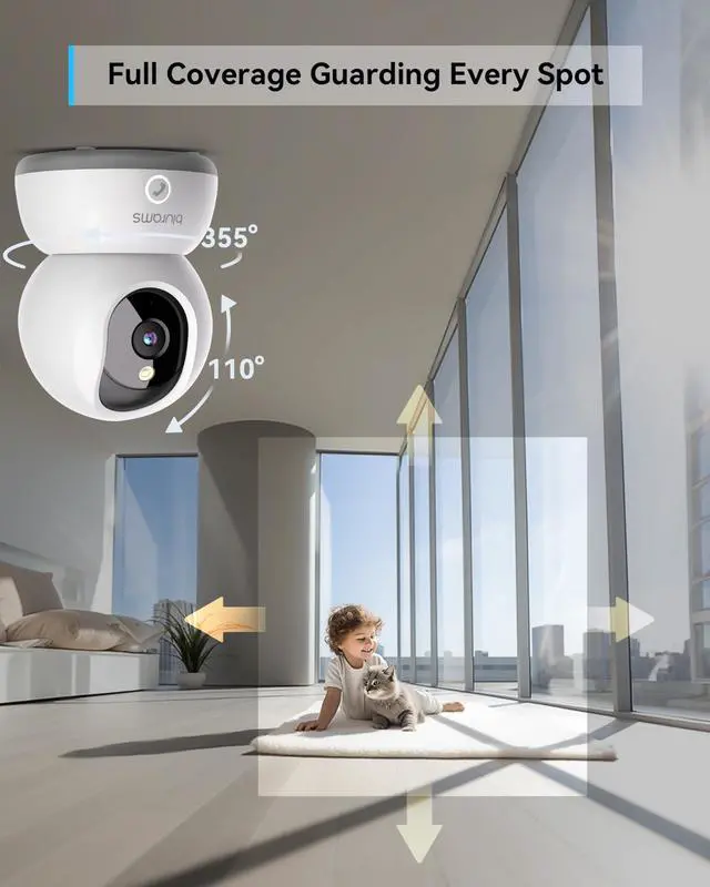 Alt view image 3 of 5 - blurams Pet Camera,2K Security Camera Indoor,Dog Camera with Phone App,Home Camera for Baby with One-Touch Call,Color Night Vision,2-Way Audio,AI Motion Detection(2.4GHz ONLY) (A31C + 64GB SD Card)