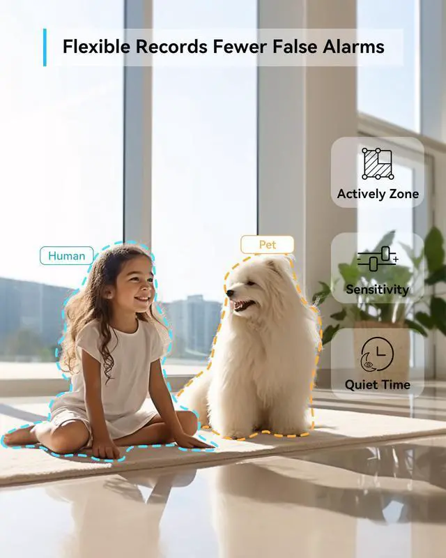 Alt view image 4 of 5 - blurams Pet Camera,2K Security Camera Indoor,Dog Camera with Phone App,Home Camera for Baby with One-Touch Call,Color Night Vision,2-Way Audio,AI Motion Detection(2.4GHz ONLY) (A31C + 64GB SD Card)