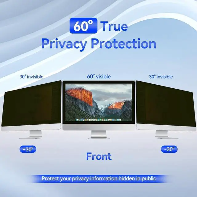 Alt view image 3 of 5 - AIKICE Privacy screen for computer,21.5 inch W491mm*H288mm 16:9 monitor Anti Blue Light Filter Hanging Type Anti Scratch Easy Installation Shield,monitor privacy screen for Desktop Compute
