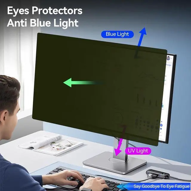 Alt view image 4 of 5 - AIKICE Privacy screen for computer,21.5 inch W491mm*H288mm 16:9 monitor Anti Blue Light Filter Hanging Type Anti Scratch Easy Installation Shield,monitor privacy screen for Desktop Compute