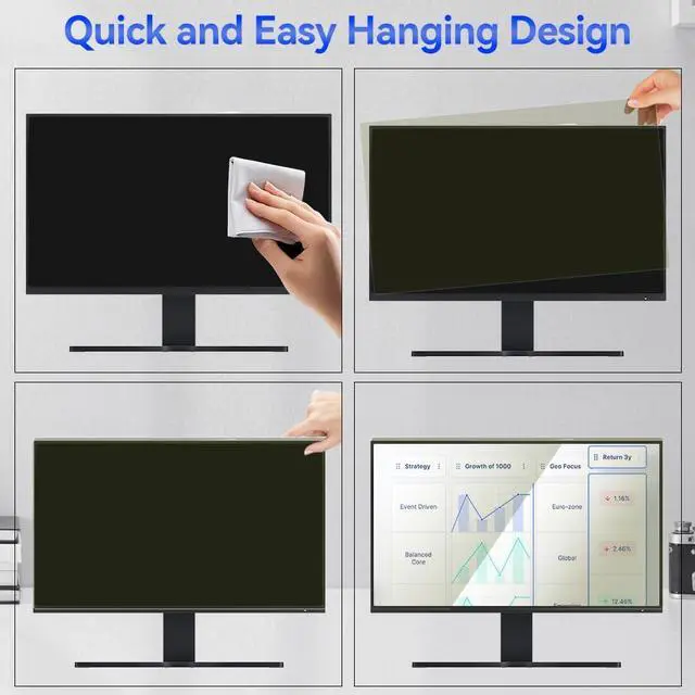 Alt view image 5 of 5 - AIKICE Privacy screen for computer,21.5 inch W491mm*H288mm 16:9 monitor Anti Blue Light Filter Hanging Type Anti Scratch Easy Installation Shield,monitor privacy screen for Desktop Compute
