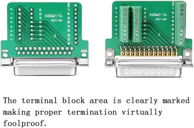 Alt view image 4 of 5 - ANMBEST 5PCS DB25 Solderless Connector, RS232 D-SUB Serial to 25-pin Port 16mm Thinner Terminal Female Adapter Breakout Board with Case Long Bolts Nuts