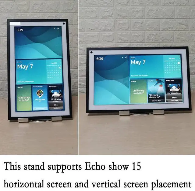 Alt view image 2 of 5 - Echo Show 15 Stand, Swivel & Tilt Adjustable Base, 360° Rotation, 25° Tilt, Aluminum Build, Non-Slip Design, Perfect for Video Calls & Streaming (Silver)