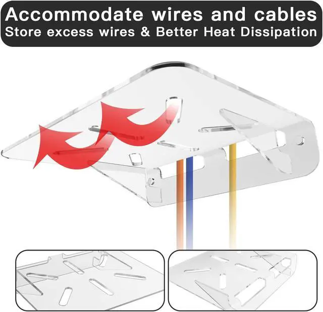 Alt view image 5 of 5 - CaSZLUTION WiFi Router Wall Mount Shelf, Acrylic Floating Wall Shelf Holder, Universal Storage Shelf Stand for Router, Modem, Mini Projector, TV Box, Speaker and etc., 12.2 X 10.03 Inch (Clear)