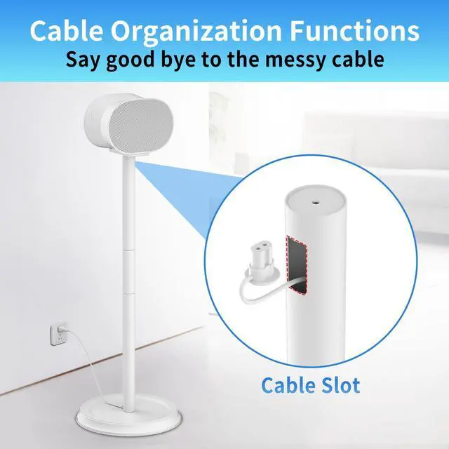 Alt view image 4 of 5 - Heavy-Duty Speaker Stand for Sonos Era 300 Stand with Cable Management Floor Speaker Stands for Sonos Era 300 Speaker Stand for Easy and Secure Mounting-White, 2 Pack