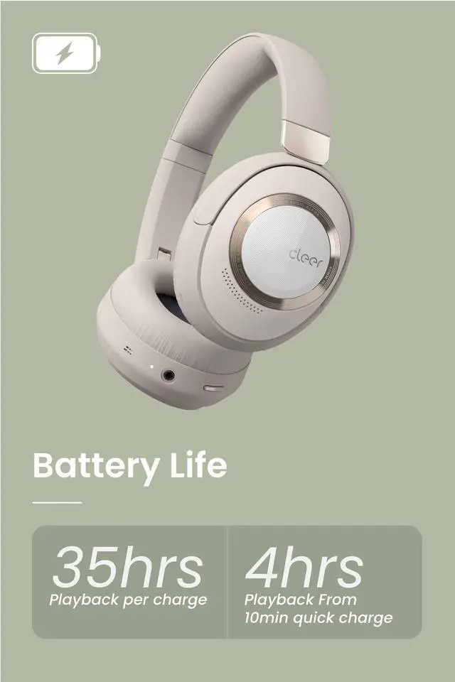 Alt view image 2 of 5 - Cleer Audio Alpha Adaptive Active Noise Canceling Bluetooth Headphones, Dual-Microphone, Touch Controls, 35 Hr Battery Life, Multipoint Connection, Dirac Spatial Audio, App, Stone