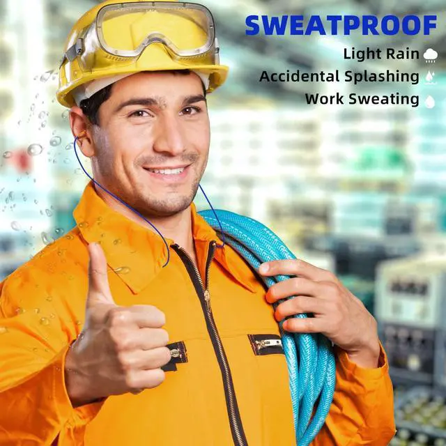 Alt view image 5 of 5 - Cuzabe Ear Plugs Bluetooth Headphones for Work, Neckband Wireless Earbuds, Noise Reduction in-Ear Earphones with Mic and Controls, Waterproof Earbuds with 20 Hours Battery, for Industrial Safety