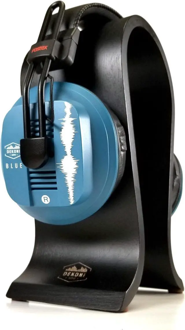 Alt view image 2 of 5 - Dekoni Audio Black Headphone Stand | Wood Headphone Stand for Desk, Gaming | Omega Headset Stand