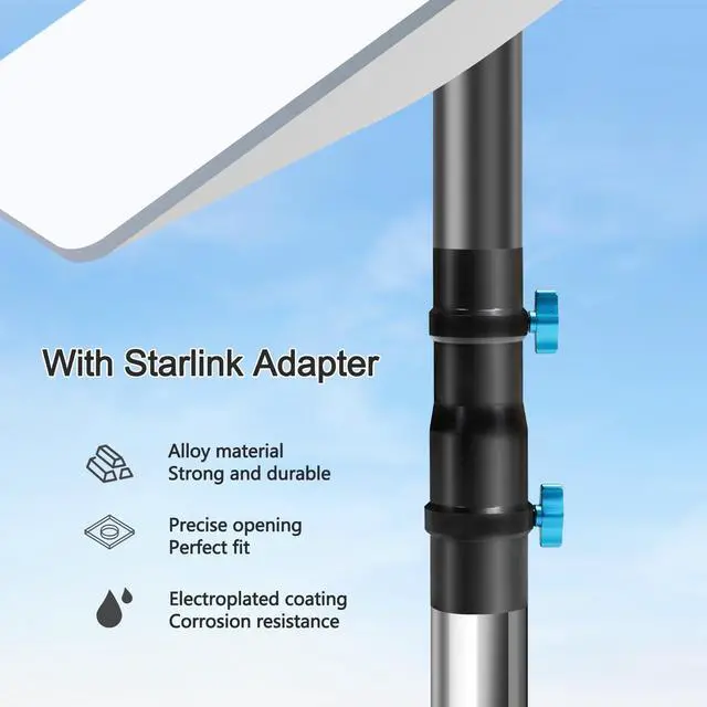 Alt view image 2 of 5 - DNShorix Starlink Pole Mount, Starlink RV Mount Kit Features a Durable 1.5'' Diameter Pole, 7ft Starlink Ground Pole Mount, Starlink Gen 2 Pipe Adapter Included, 4-section